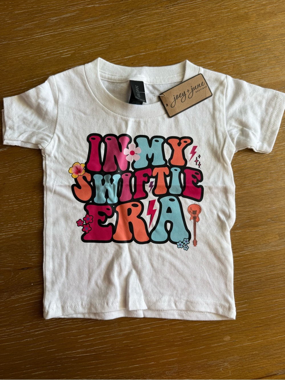 Boutique White Kids Tee - Colorful 'In My Swiftie Era' Graphic